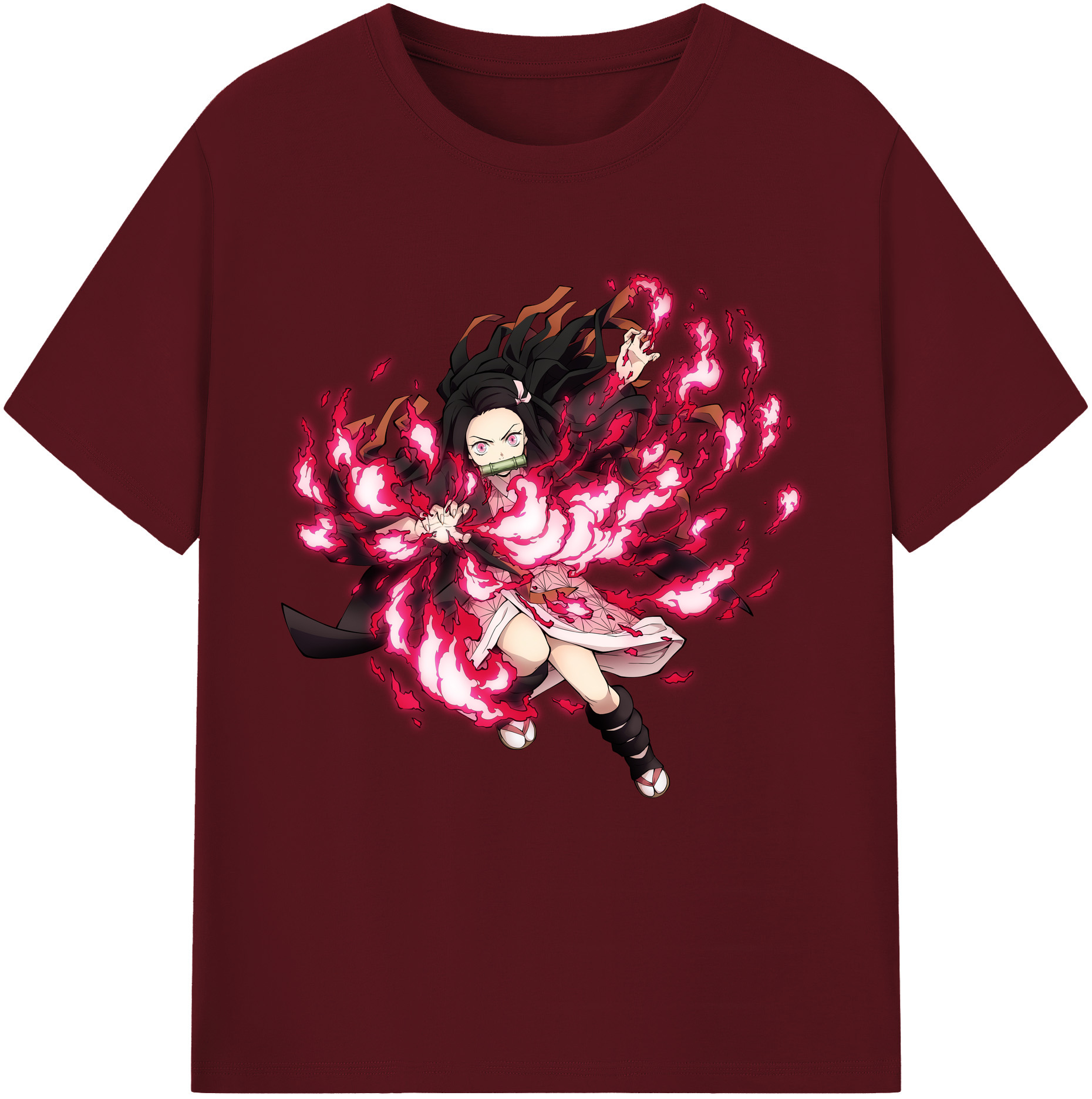 （画像用） 鬼滅の刃（きめつのやいば）竈門 禰󠄀豆子／かまど ねずこ Kamado Nezuko 綿100％半袖Tシャツ（フロントプリント）